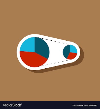 Paper sticker on stylish background pie chart vector image
