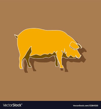 Paper sticker on stylish background pig vector image