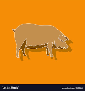 Paper sticker on stylish background pig vector image