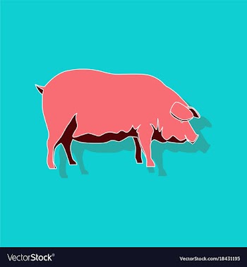 Paper sticker on stylish background pig vector image