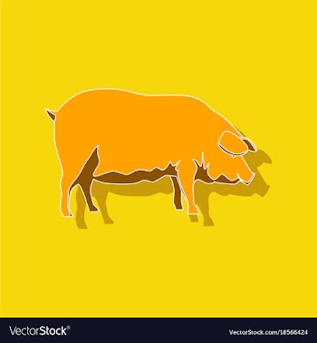 Paper sticker on stylish background pig vector image
