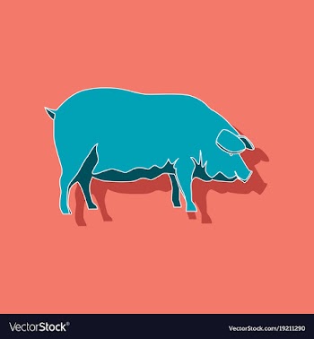 Paper sticker on stylish background pig vector image