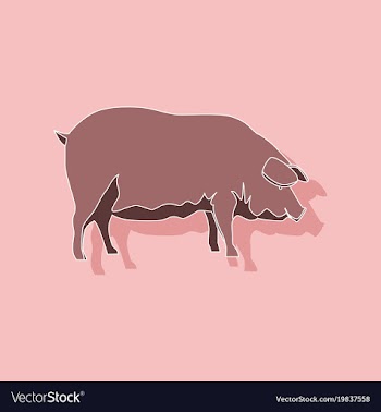 Paper sticker on stylish background pig vector image