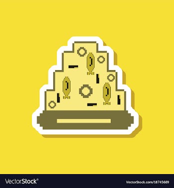 Paper sticker on stylish background pizza with vector image
