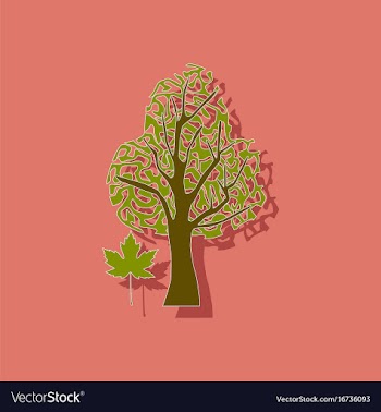 Paper sticker on stylish background plant acer vector image