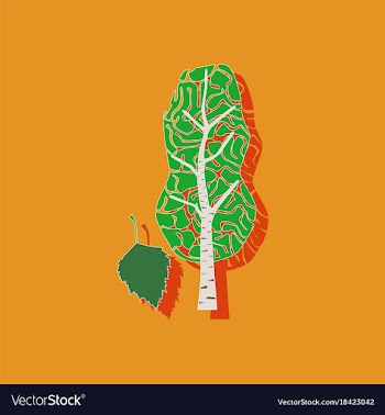 Paper sticker on stylish background plant betula vector image