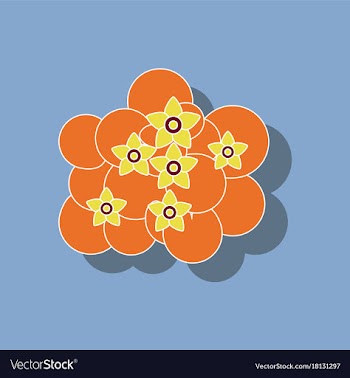 Paper sticker on stylish background plant caltha vector image