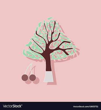 Paper sticker on stylish background plant Cerasus vector image