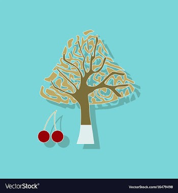 Paper sticker on stylish background plant cerasus vector image