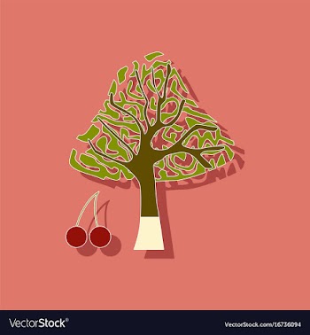 Paper sticker on stylish background plant cerasus vector image