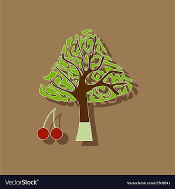 Paper sticker on stylish background plant cerasus vector image