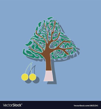 Paper sticker on stylish background plant cerasus vector image