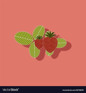 Paper sticker on stylish background plant fragaria vector image