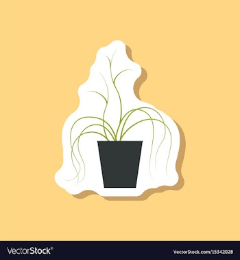 Paper sticker on stylish background plant in a pot vector image