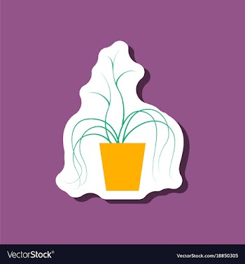 Paper sticker on stylish background plant in a pot vector image