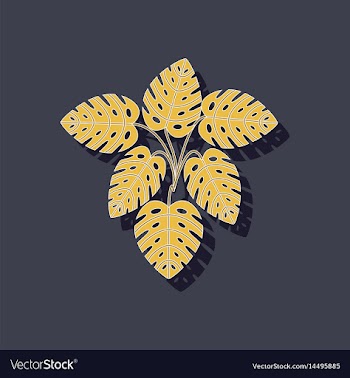Paper sticker on stylish background plant monstera vector image
