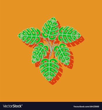 Paper sticker on stylish background plant monstera vector image