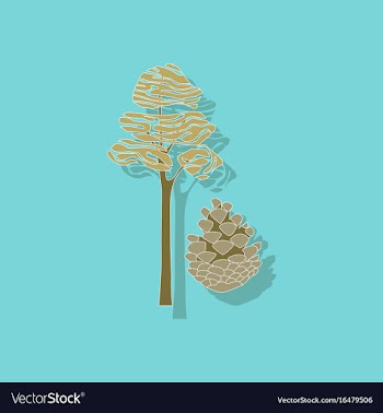 Paper sticker on stylish background plant pinus vector image