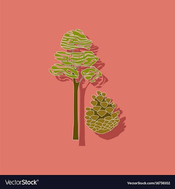 Paper sticker on stylish background plant pinus vector image