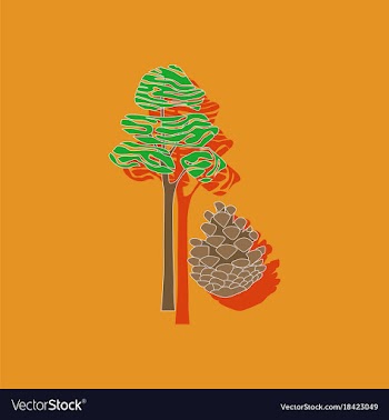 Paper sticker on stylish background plant pinus vector image