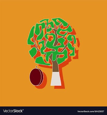Paper sticker on stylish background plant prunus vector image