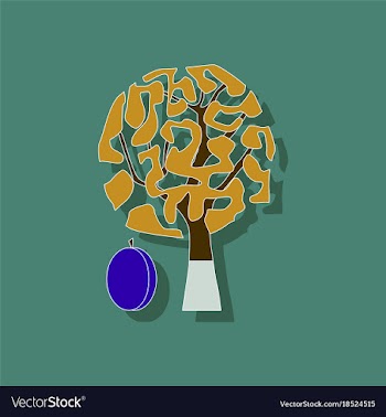 Paper sticker on stylish background plant prunus vector image
