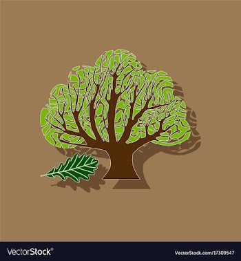 Paper sticker on stylish background plant quercus vector image