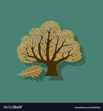 Paper sticker on stylish background plant quercus vector image