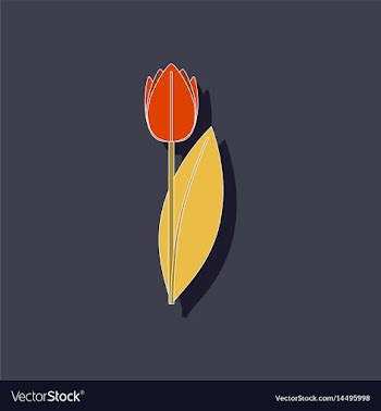 Paper sticker on stylish background plant tulipa vector image