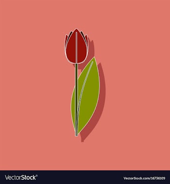 Paper sticker on stylish background plant tulipa vector image