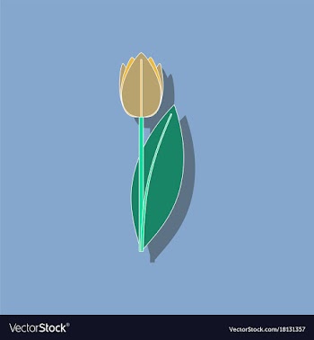 Paper sticker on stylish background plant tulipa vector image