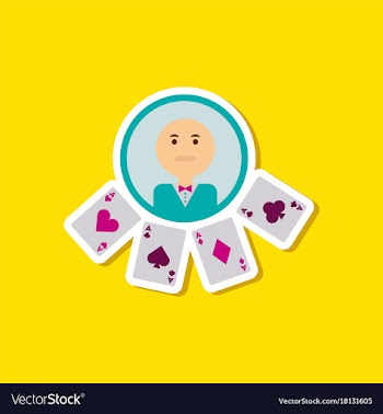 Paper sticker on stylish background poker casino vector image
