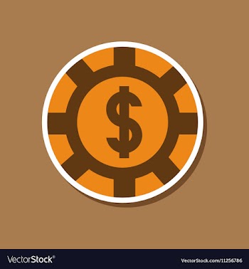 Paper sticker on stylish background poker chips vector image