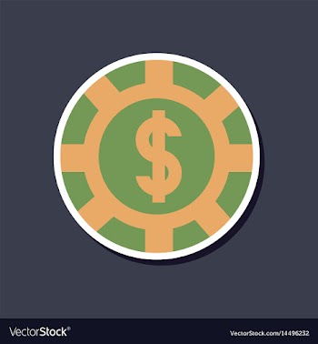 Paper sticker on stylish background poker chips vector image