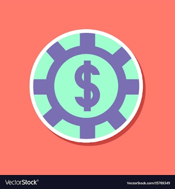 Paper sticker on stylish background poker chips vector image