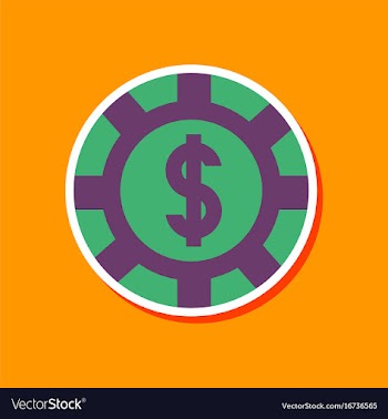 Paper sticker on stylish background poker chips vector image