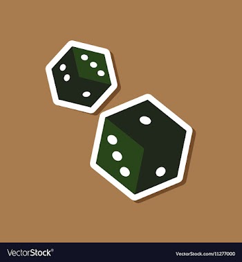 Paper sticker on stylish background poker dice vector image