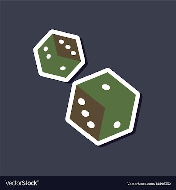 Paper sticker on stylish background poker dice vector image