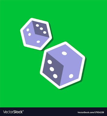 Paper sticker on stylish background poker dice vector image