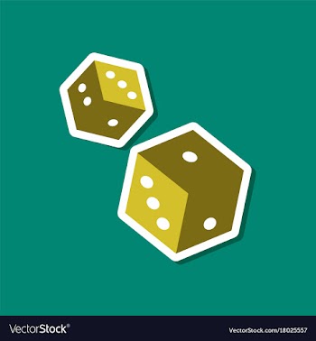 Paper sticker on stylish background poker dice vector image