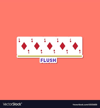 Paper sticker on stylish background poker flush vector image