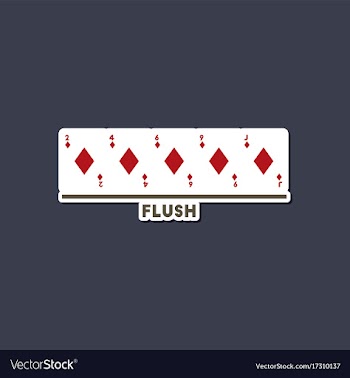 Paper sticker on stylish background poker flush vector image