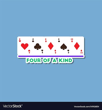 Paper sticker on stylish background poker four of vector image