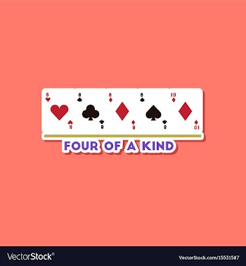 Paper sticker on stylish background poker four of vector image