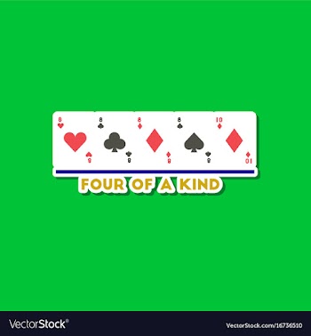 Paper sticker on stylish background poker four of vector image