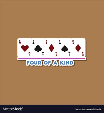 Paper sticker on stylish background poker four of vector image