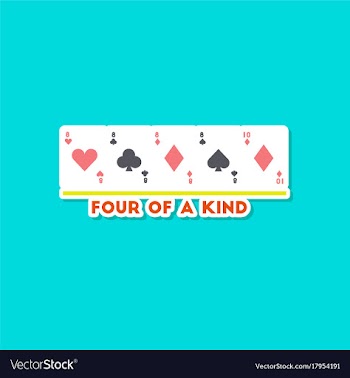 Paper sticker on stylish background poker four of vector image