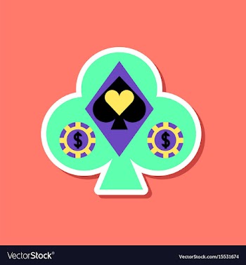 Paper sticker on stylish background poker logo vector image