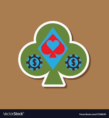 Paper sticker on stylish background poker logo vector image