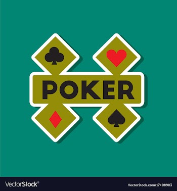 Paper sticker on stylish background poker logo vector image
